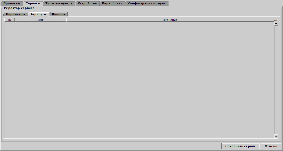 Атрибуты сервисов